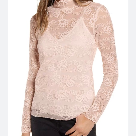 Chelsea28 Tops - NWT Chelsea28 Sheer Lace Mock Neck Top